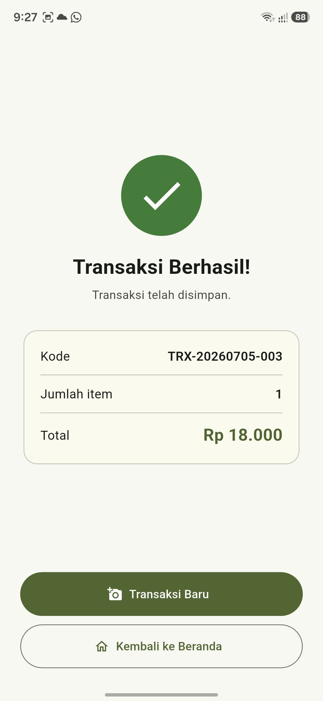 Transaksi sukses