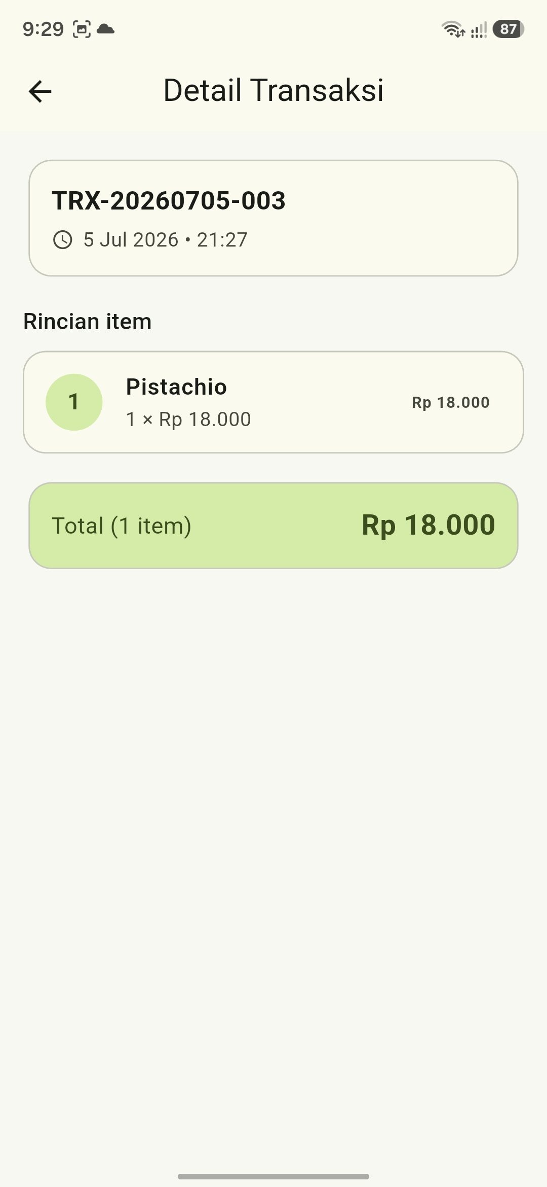 Detail transaksi