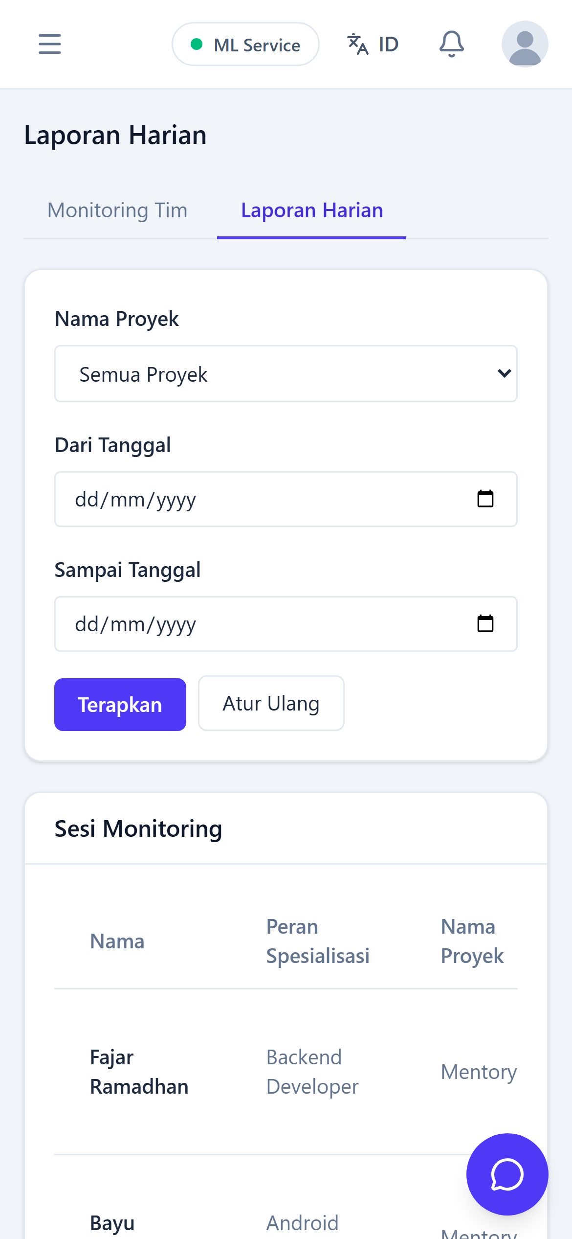 Daily report (mobile)