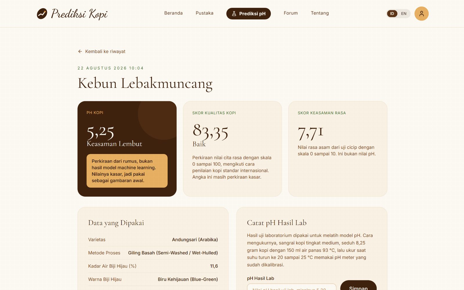 Hasil prediksi (desktop)